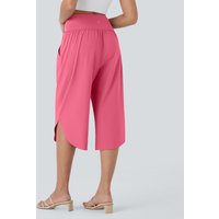 Halara Breezeful™ High Waisted Crossover Side Pocket Split Quick Dry Capri Resort Trousers - Pink Lemonade - XL(regular)