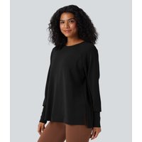 Halara SpacerTek™ Round Neck Long Sleeve Casual Sweatshirt - Black - XL