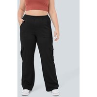 Halara Halara Flex™ Mid Rise Pockets Straight Leg Plus Size Casual Cargo Jeans - Black Denim - 1X