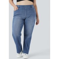Halara Halara Flex™ High Waisted Pockets Straight Leg Washed Casual Plus Size Jeans - Blue Spruce Denim - 3X(petite)