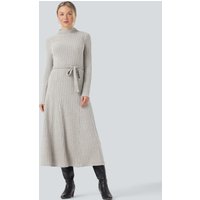 Halara Ribbed Knit Mock-neck Long Sleeve Belted Fleece Casual Maxi Dress - Warm Grey Floral Velvet - XL