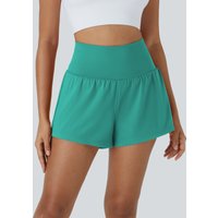 Halara SoftlyZero™ Airy Super High Waisted 2-in-1 InstantCool Yoga Shorts with Pockets - Waterfall - XL