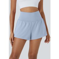 Halara SoftlyZero™ Airy Super High Waisted 2-in-1 InstantCool Yoga Shorts with Pockets - Skyway - XL