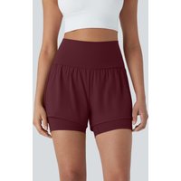 Halara SoftlyZero™ Airy Super High Waisted 2-in-1 InstantCool Yoga Shorts 5'' with Pockets - Zinfandel - XL