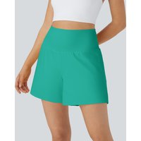 Halara SoftlyZero™ Airy Super High Waisted 2-in-1 InstantCool Yoga Shorts 5'' with Pockets-Longer Length - Waterfall - XXL/1X(Long)