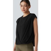 Halara SoftlyZero™ Airy Round Neck Sleeveless Contrast Mesh InstantCool Yoga Sports Top - Black - S