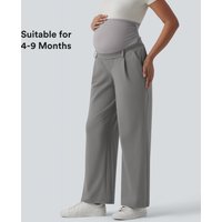 Halara Halara Flex™ DayStretch Super High Waisted Straight Leg Work Maternity Trousers with Pockets - Silent Storm - XL(regular)