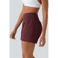 Halara SoftlyZero™ Airy Super High Waisted 2-in-1 InstantCool Yoga Shorts 5'' with Pockets-Longer Length - Zinfandel - XXL/1X(Long)