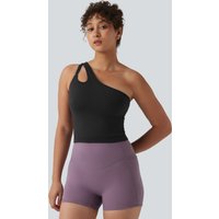 Halara OneForm Seamless Flow One Shoulder Built-in Bra Yoga Tank Top - Black - XL
