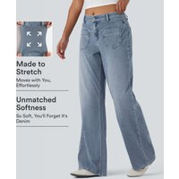 Halara Halara Flex™ Mid Rise Straight Leg Casual Jeans with Pockets - Vallarta Blue Denim - S(petite)