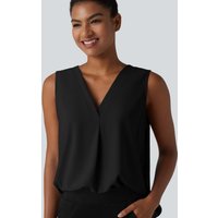 Halara Wrinkle Recovery V Neck Sleeveless Oversized Work Blouse - Black - XL