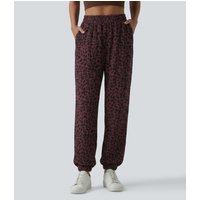 Halara High Waisted Leopard Print Casual Joggers with Pockets - Merlot Leopard - XL(regular)