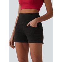 Halara Halara Flex™ High Waisted Tummy Control Denim Casual Shorts 3'' with Pockets - Meteorite Black Denim - XL(regular)