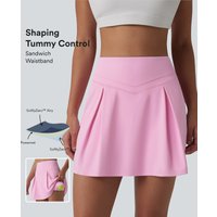 Halara SoftlyZero™ Airy Mid Rise Tummy Control 2-in-1 Ruched Mini Workout Skirt with Pockets - Nosegay - XL(regular)
