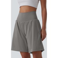 Halara SoftlyZero™ Airy Super High Waisted 2-in-1 InstantCool Yoga Shorts 9" with Pockets - Steeple Gray - XL