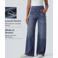 Halara Halara Flex™ Mid Rise Draped Lyocell Washed Casual Baggy Wide Leg Jeans with Pockets - Tide Blue Denim - XL(petite)
