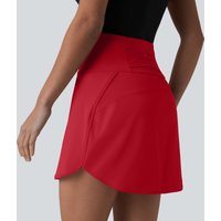 Halara SoftlyZero™ Airy Super High-Waist Tummy Control Curved Hem 2-in-1 Cool Touch Golf Mini Skirt with Pockets - Salsa - XL(regular)