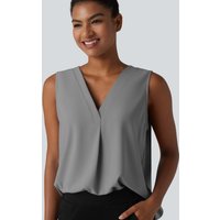 Halara Wrinkle Recovery V Neck Sleeveless Oversized Work Blouse - Griffin - XL