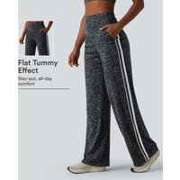 Halara Halara UltraSculpt™ Leopard Print High Waisted Tummy Control Side Stripes Yoga Straight Leg Trousers with Pockets - Shadow Leopard - XL(regular)