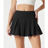Halara SoftlyZero™ QuickDry Mid Rise Tummy Control Pleated 2-in-1 Mini Tennis Skirt with Pockets - Black - XL(regular)