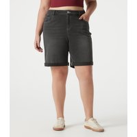 Halara Halara Flex™ High Waisted Multiple Pockets Rolled Hem Washed Stretchy Knit Denim Casual Plus Size Bermuda Shorts - Iron Gate Denim - 3X(regular)