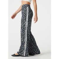 Halara High Waisted Baggy Color Block Leopard Print Waffle Casual Trousers with Pockets - Frosted Panther - XL(regular)