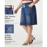 Halara Halara Flex™ Denim Plus Size Crossover High Waisted Tummy Control Casual Baggy Shorts with Pockets - Estate Blue Denim - 3X(regular)