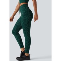 Halara Halara UltraSculpt™ Leopard Print High Waisted Drawstring Yoga Leggings with Pockets - Deep Teal Leopard - XL(7/8)