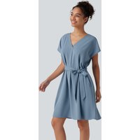 Halara Wrinkle Recovery V Neck Batwing Sleeve Belted Mini Work Dress with Pockets - Mountain Spring - XL
