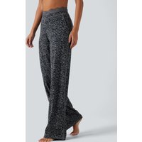 Halara Halara UltraSculpt™ Leopard Print High Waisted Contrast Lace Straight Leg Yoga Trousers with Pockets - Shadow Leopard - XL(regular)