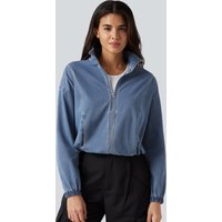 Halara Halara Flex™ High Neck Long Sleeve Denim Casual Jacket with Pockets - Blue Surf Denim - XL(regular)