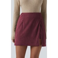 Halara High Waisted Back Zipper Split Hem 2-in-1 Corduroy Casual Skirt-Longer Length - Pomegranate - XL
