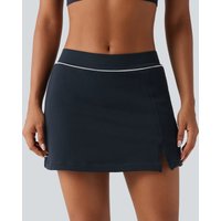 Halara Mid Rise A-Line OneForm Seamless Mini Skort with Built-in Shorts and Pocket - Navy Blazer - XL(regular)