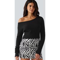 Halara One Shoulder Batwing Long Sleeve Casual Jumper - Black - XL