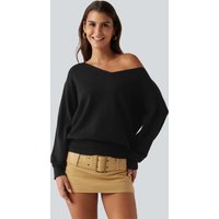 Halara One Shoulder Long Sleeve Work Jumper - Black - XL