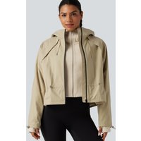 Halara Hooded Long Sleeve 2-Piece Hiking Windbreaker Jacket with Pockets - Mojave Desert - XL