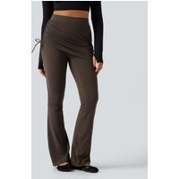 Halara Halara UltraSculpt™ High Waisted Contrast Lace Leopard Print Bootcut Yoga Leggings with Pockets - Hot Fudge - XL(regular)