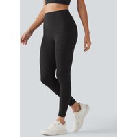 Halara Halara UltraSculpt™ Flocked High Waisted Tummy Control Polka Dot Workout Leggings with Pockets - Slate Black Dot - XL(7/8)