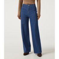 Halara Halara Flex™ Mid Rise Stretchy Knit Straight Leg Casual Jeans with Pockets - Gulf Stream Blue Denim - XL(regular)