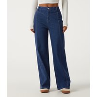 Halara Halara Flex™ Mid Rise Stretchy Knit Straight Leg Casual Jeans with Pockets - Baja Blue Denim - XL(regular)
