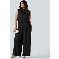 Halara Plus Size Stand Collar Sleeveless Party Jumpsuit with Pockets-Easy Peezy Edition - Black - 3X(regular)
