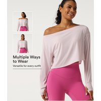 Halara One Shoulder Long Sleeve Thumb Hole Quick Dry Yoga Sports Top - Pale Lilac - XL