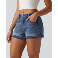 Halara Halara Flex™ Low Rise Rolled Hem Casual Shorts 3" with Pockets - Tide Blue Denim - S(regular)