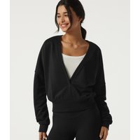 Halara Deep V Neck Long Sleeve Casual Sweatshirt - Black - XL