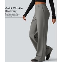 Halara Wrinkle Recovery Mid Rise Straight Leg Work Trousers with Pockets - Silent Storm - XL(regular)