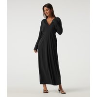 Halara Deep V Neck Batwing Long Sleeve Casual Pencil Midi Dress - Black - XL