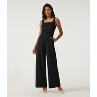 Halara Square Neck Sleeveless Wide Leg Party Jumpsuit with Pockets and Built-in Bra - Easy Peezy Edition - Black - L(regular)