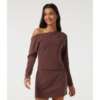 Halara One Shoulder Long Sleeve Casual Sweatshirt - Fudgesickle - XL