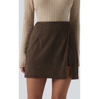 Halara High Waisted Back Zipper Split Hem 2-in-1 Corduroy Casual Skirt-Longer Length - Demitasse - XL