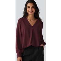 Halara Wrinkle Recovery V Neck Long Sleeve Work Blouse - Biking Red - XL